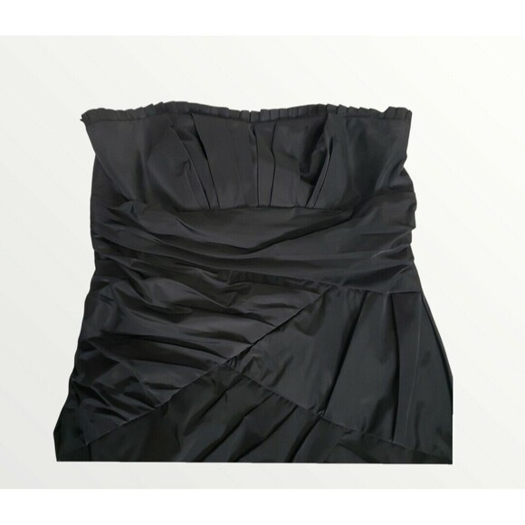 MaxAndCleo Cocktail Party Dress Tracey 10 Black Taffeta Strapless Ruched Pleated - Picture 3 of 11